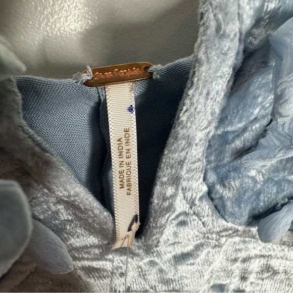 NWT FREE PEOPLE Velvet Mini Dress Light Blue Size 10 - Picture 13 of 16